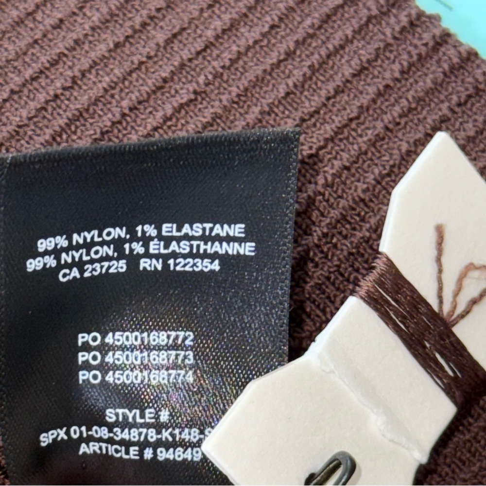 Aritzia Babaton Sculpt Knit Dress Coffee Bean Bodycon Crossover Ftont Mini - Picture 8 of 11